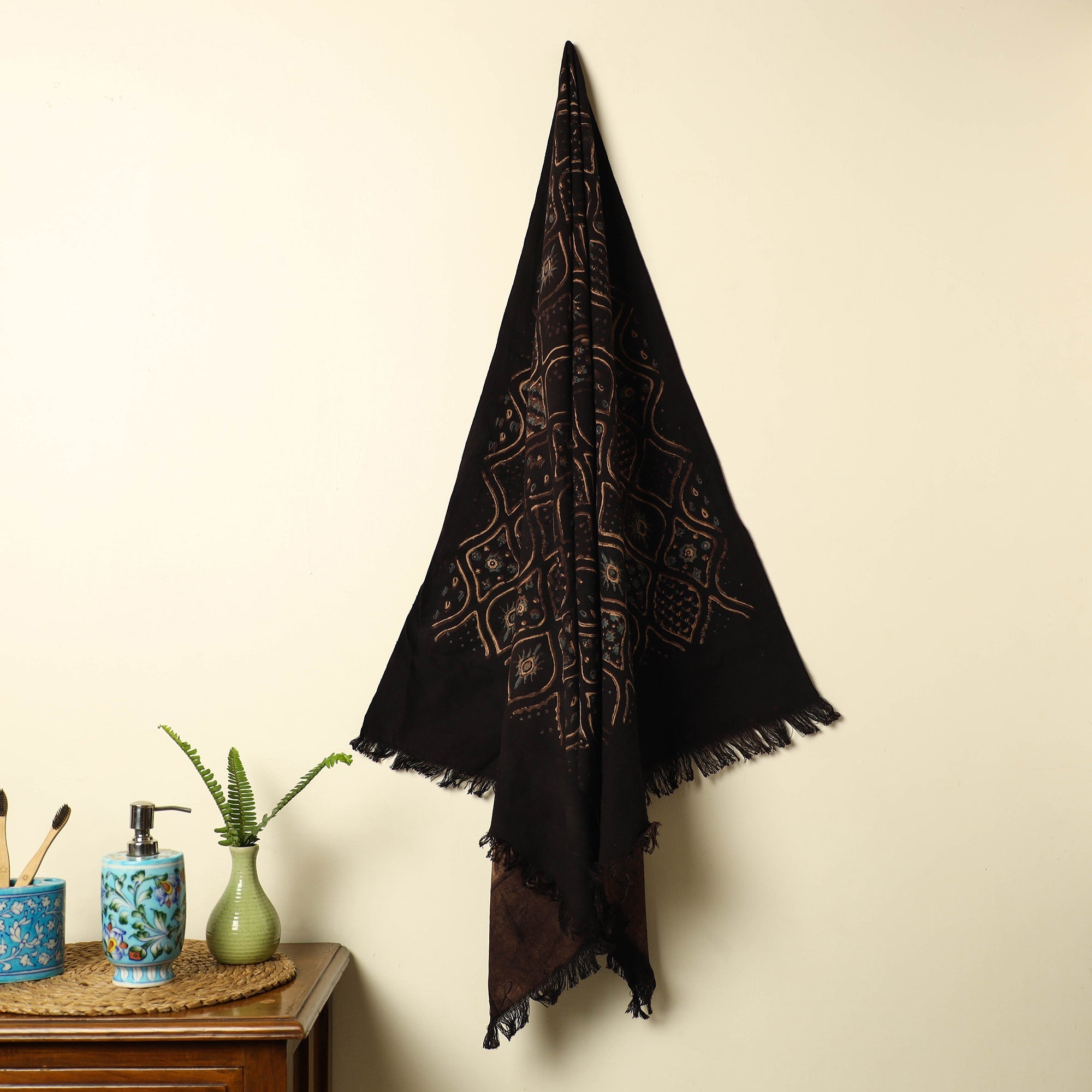 KACHCHH JI CHHAAP Brown - Handloom Block Print Cotton Ajrakh Towel 08