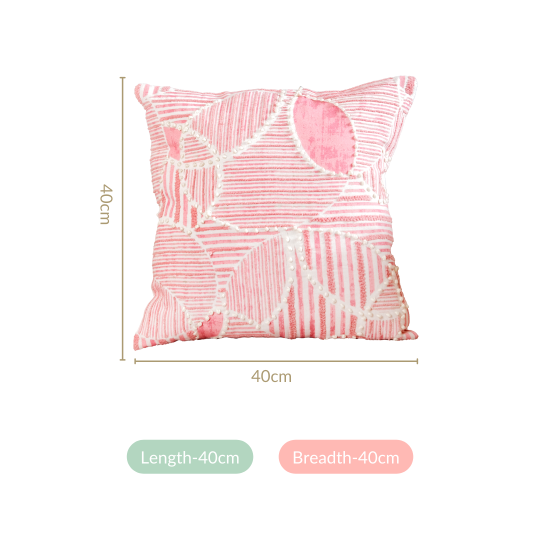 Nestasia Soft Pink Embroidered Couch Cushion Cover 40x40 cm - view 4