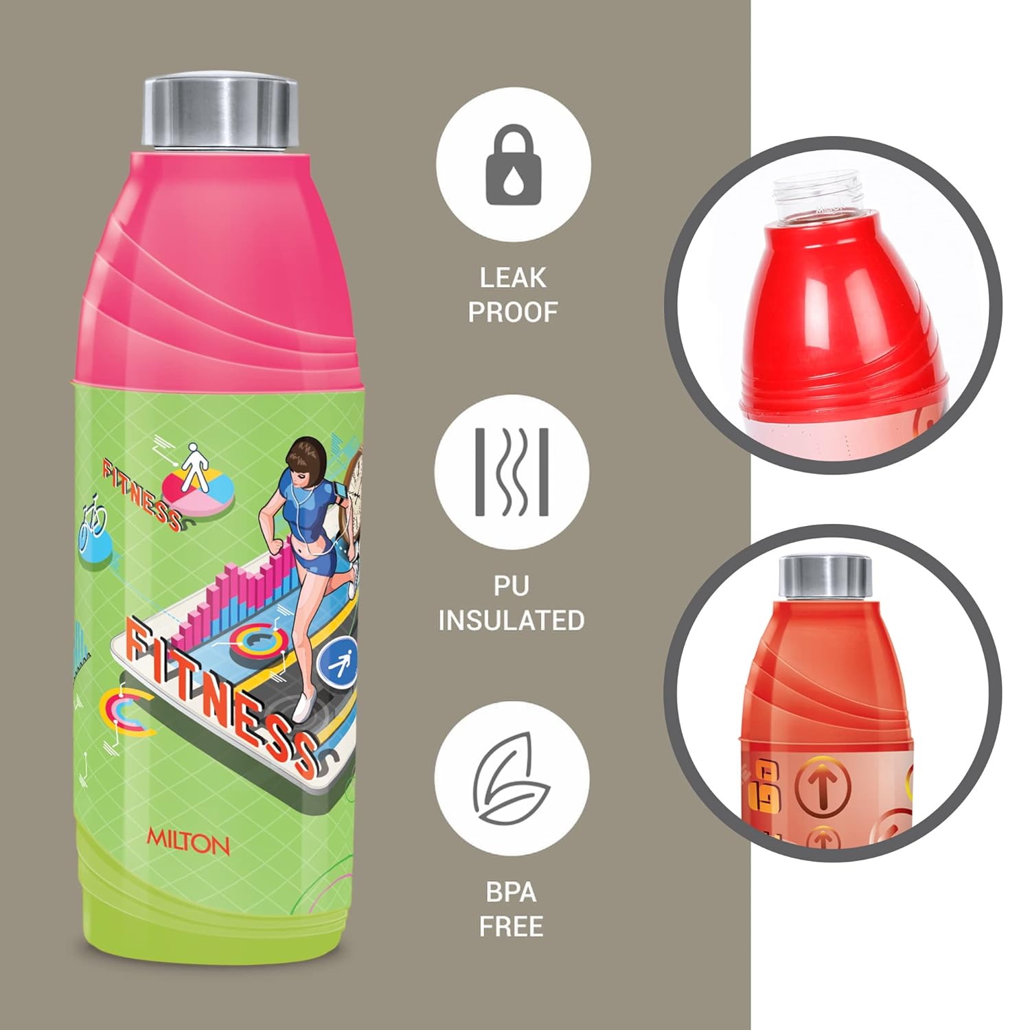 New Kool N Sporty Kids Water Bottle (Milton) – Green - view 3