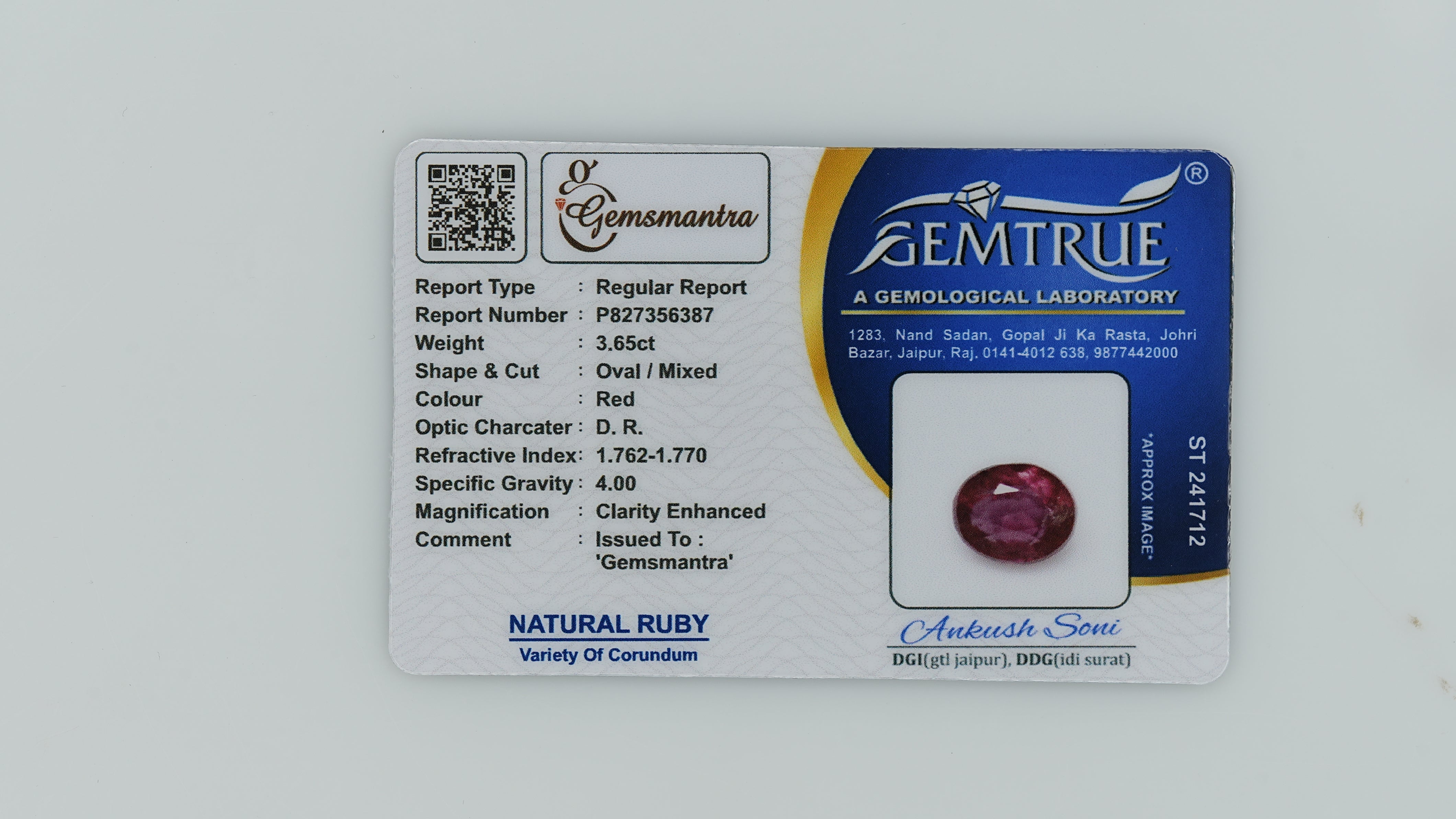 Gemsmantra Ruby - 3.65 Carats (4.015 Ratti) - view 3
