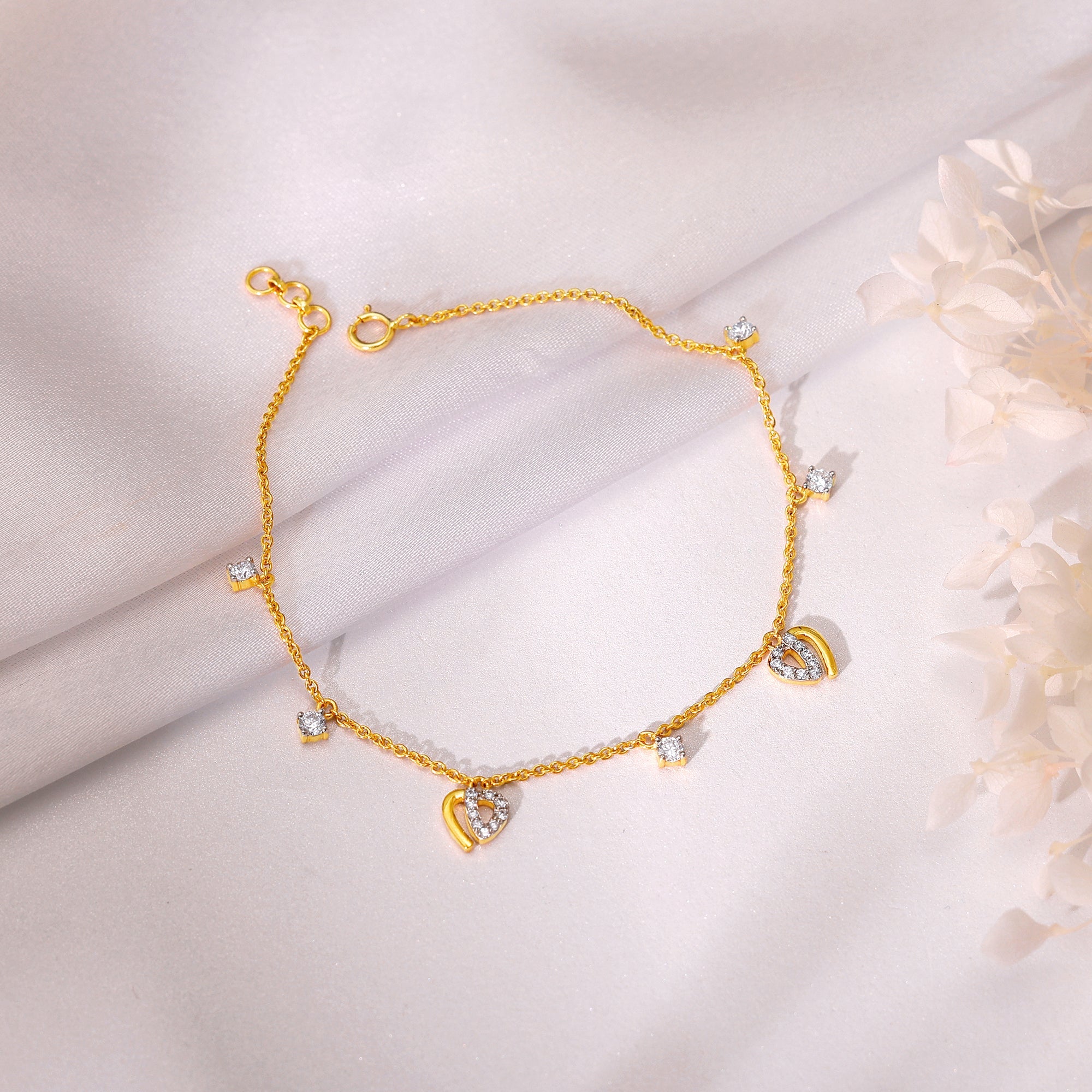 GIVA Jewellery Gold Heartfelt Diamond Bracelet - view 2