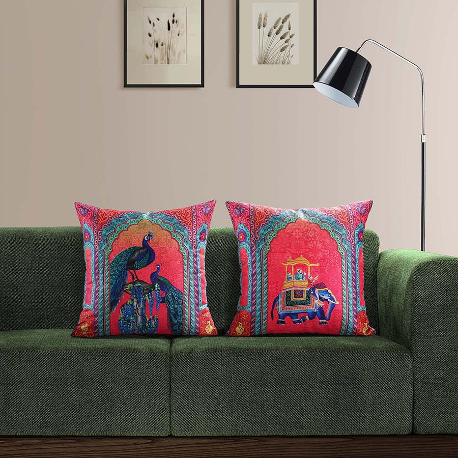 Swayam India Digital Printed Dupion Cushion Covers-5261
