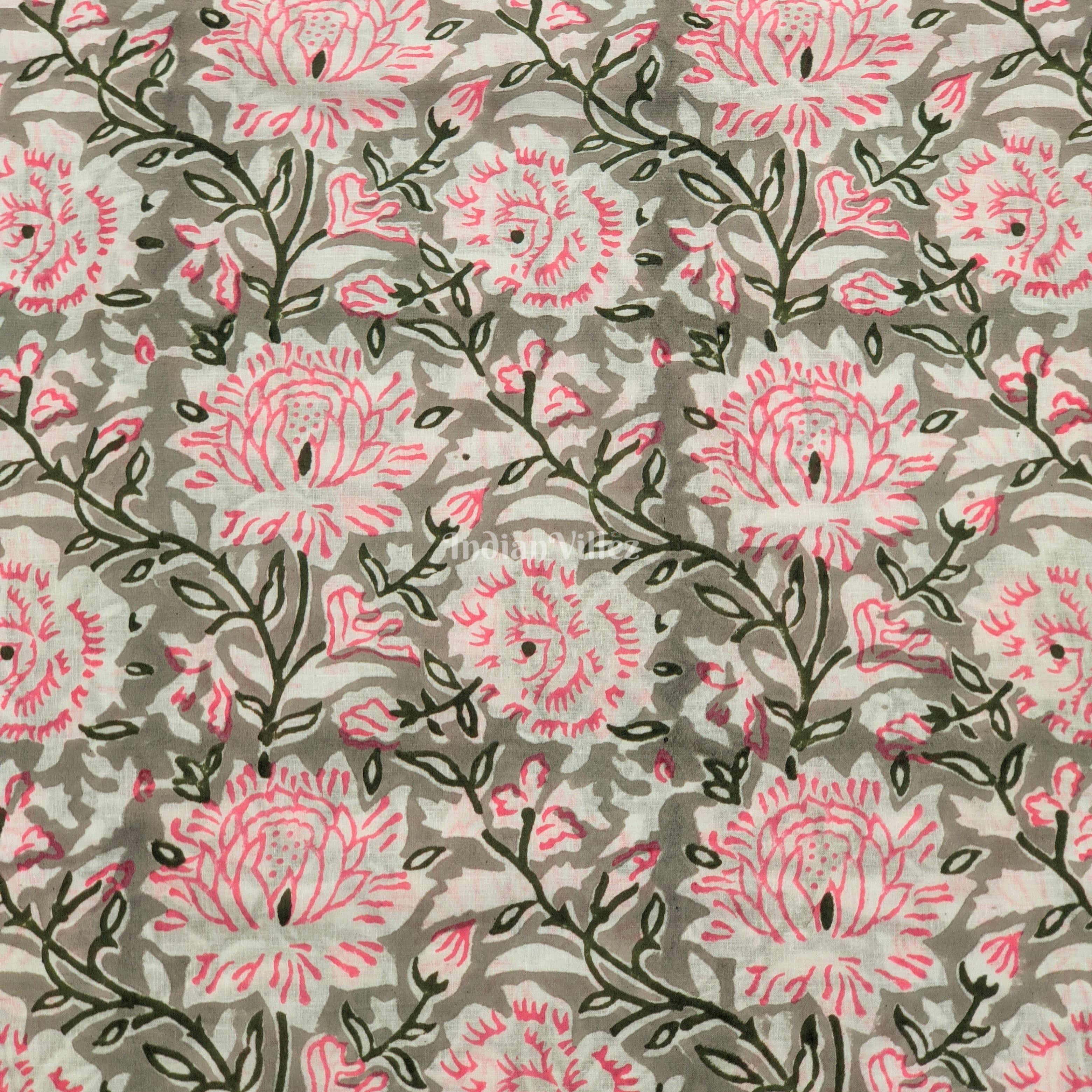 IndianVillèz Multicolour Floral Hand Block Printed Cotton Fabric - view 2