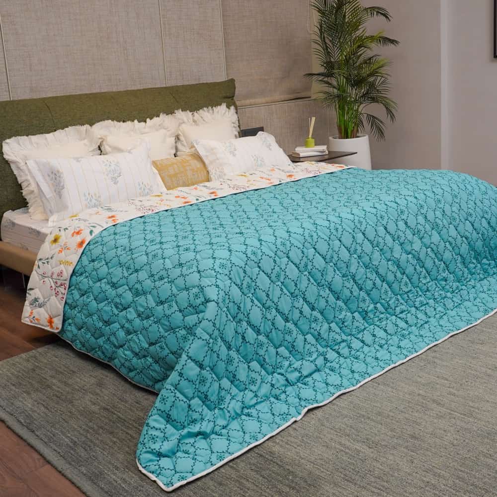 Urban Space -Home Furnishing Store Fluffy & Heavy 200 GSM Microfiber Reversible Quilted Winter Comforters (France Blue-Single, Double) - view 2