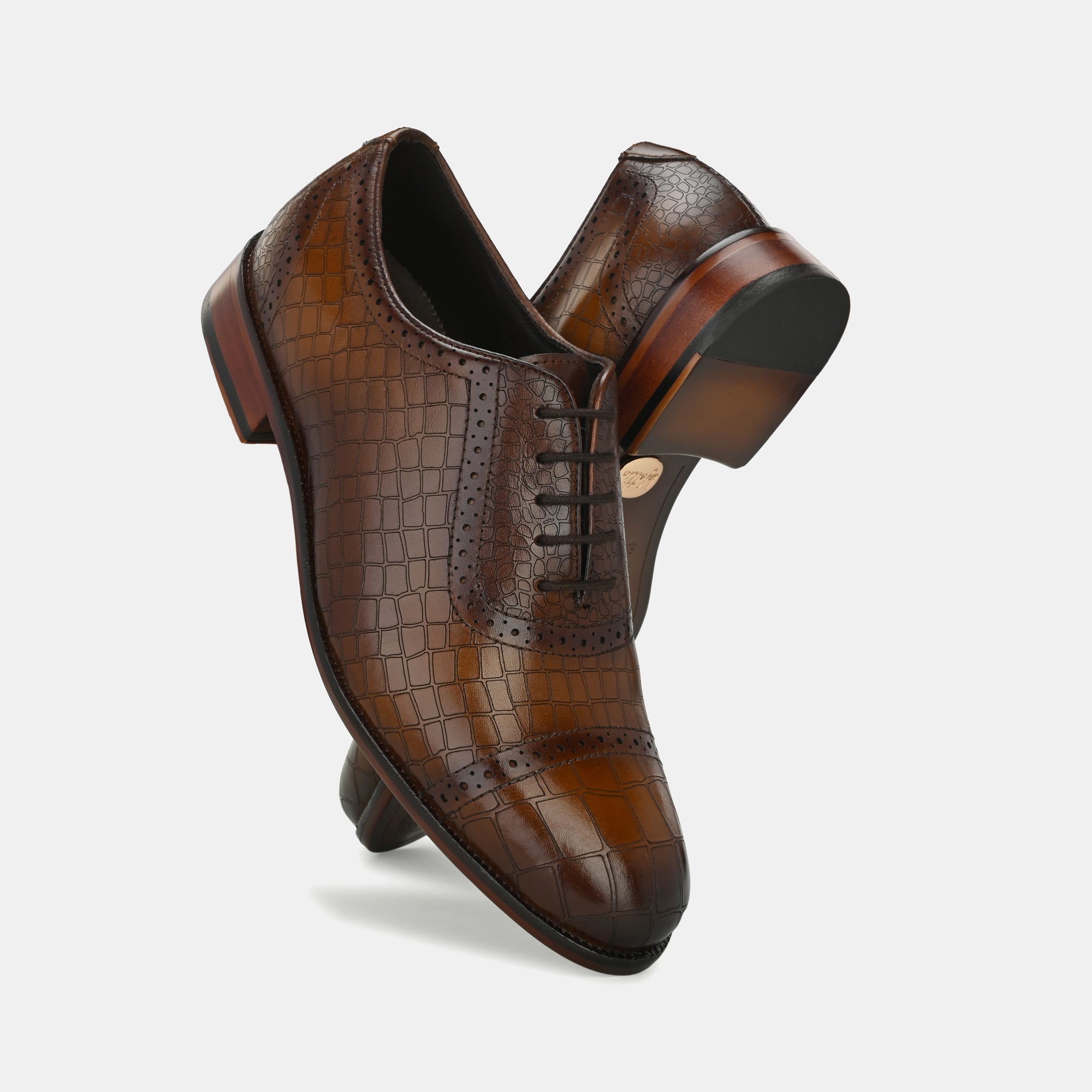 Tan Laser Engraved Semi-Brogues by Lafattio - view 7