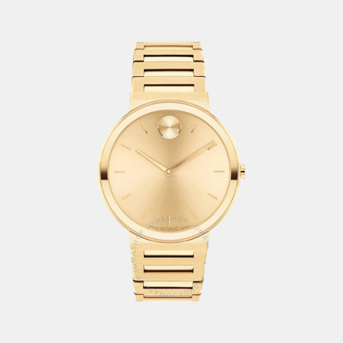Movado Bold Men Quartz Gold Dial Analog Stainless Steel Watch 3601081