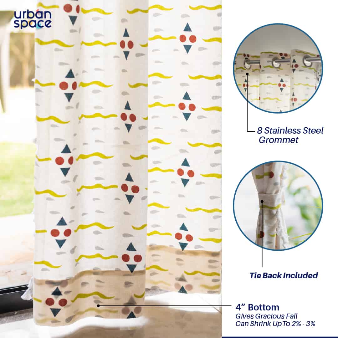 Urban Space -Home Furnishing Store Bohemian 100% Cotton Curtains, Pack of 1 Curtain - Waves Green - view 2