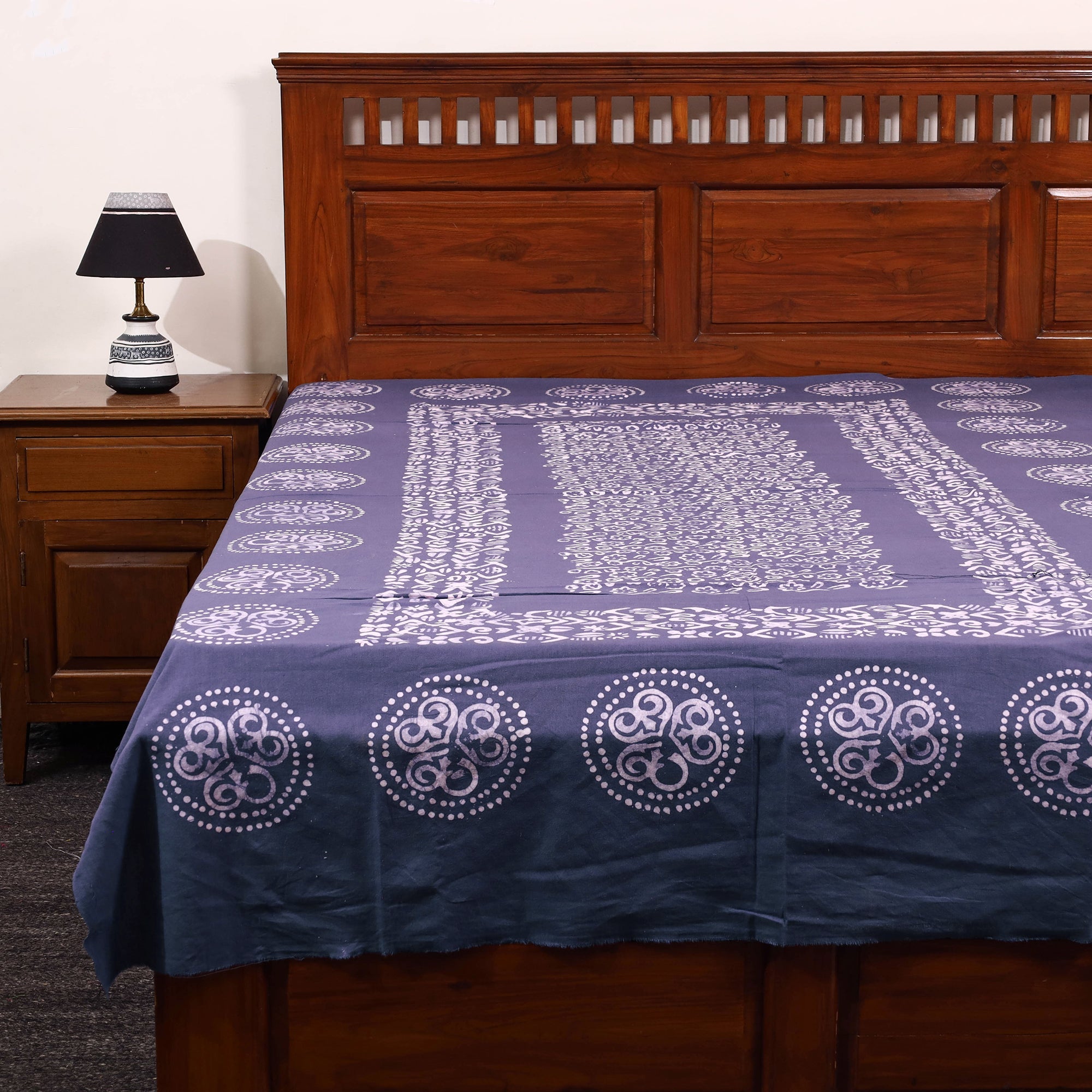 BATIK BY MD. SHARIFF Blue - Cotton Hand Batik Print Single Bedsheet (91 x 57 ) 17