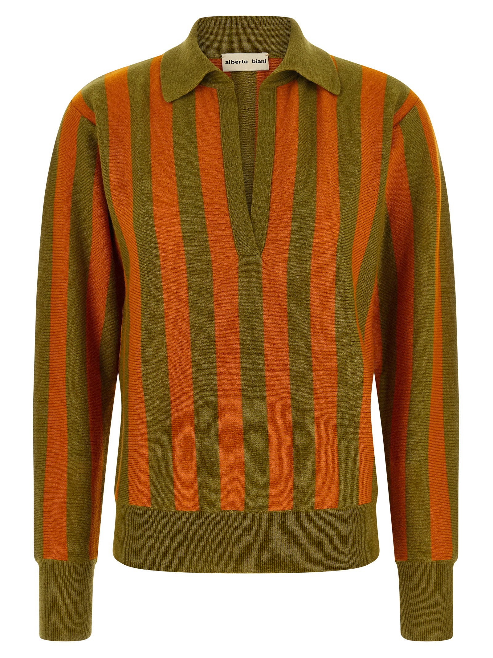 Alberto Biani Striped Knit Polo Shirt – 100% cashmere