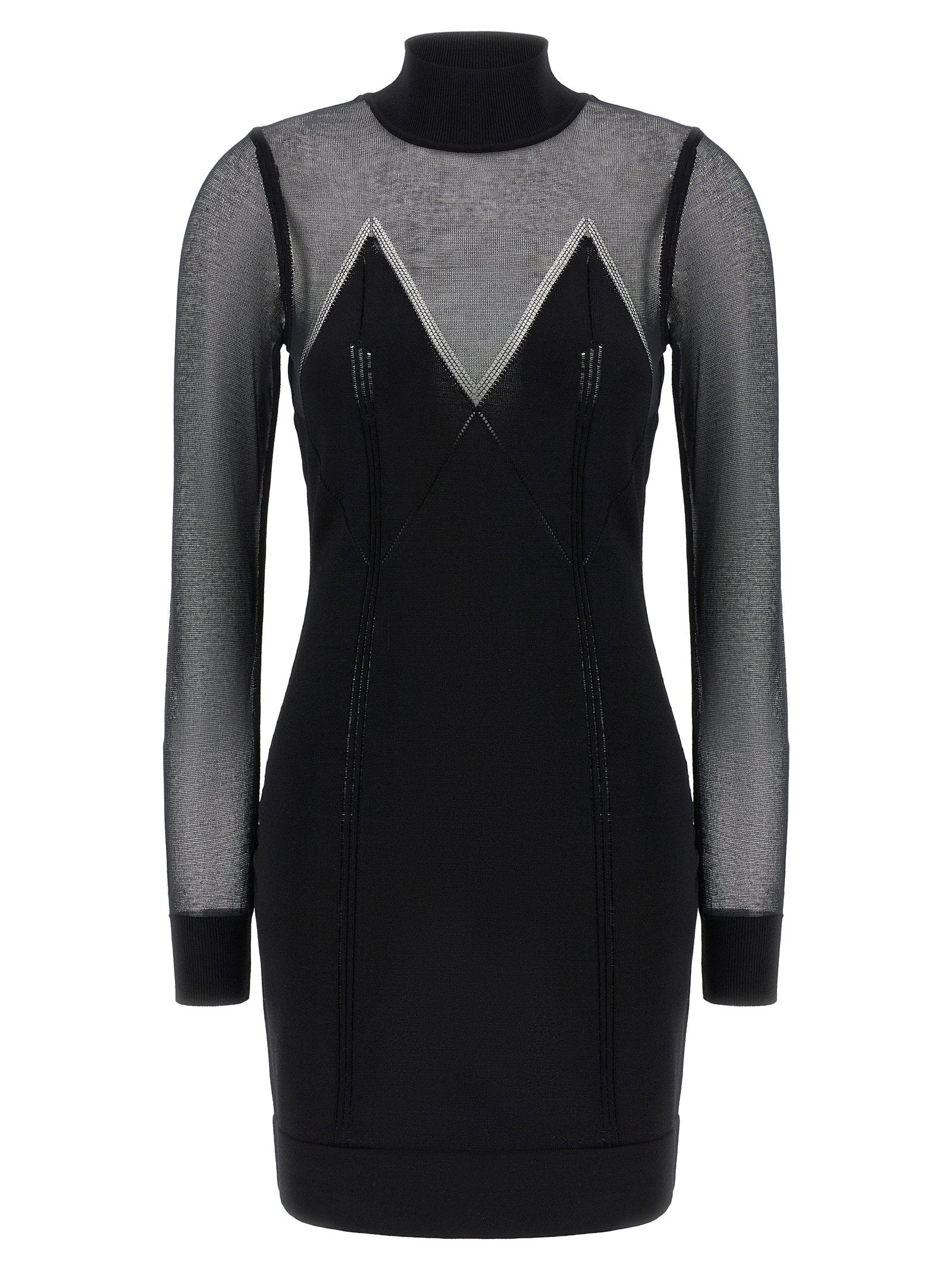 Elisabetta Franchi Dress With Transparencies – 59% vi, 33% pa, 8% co