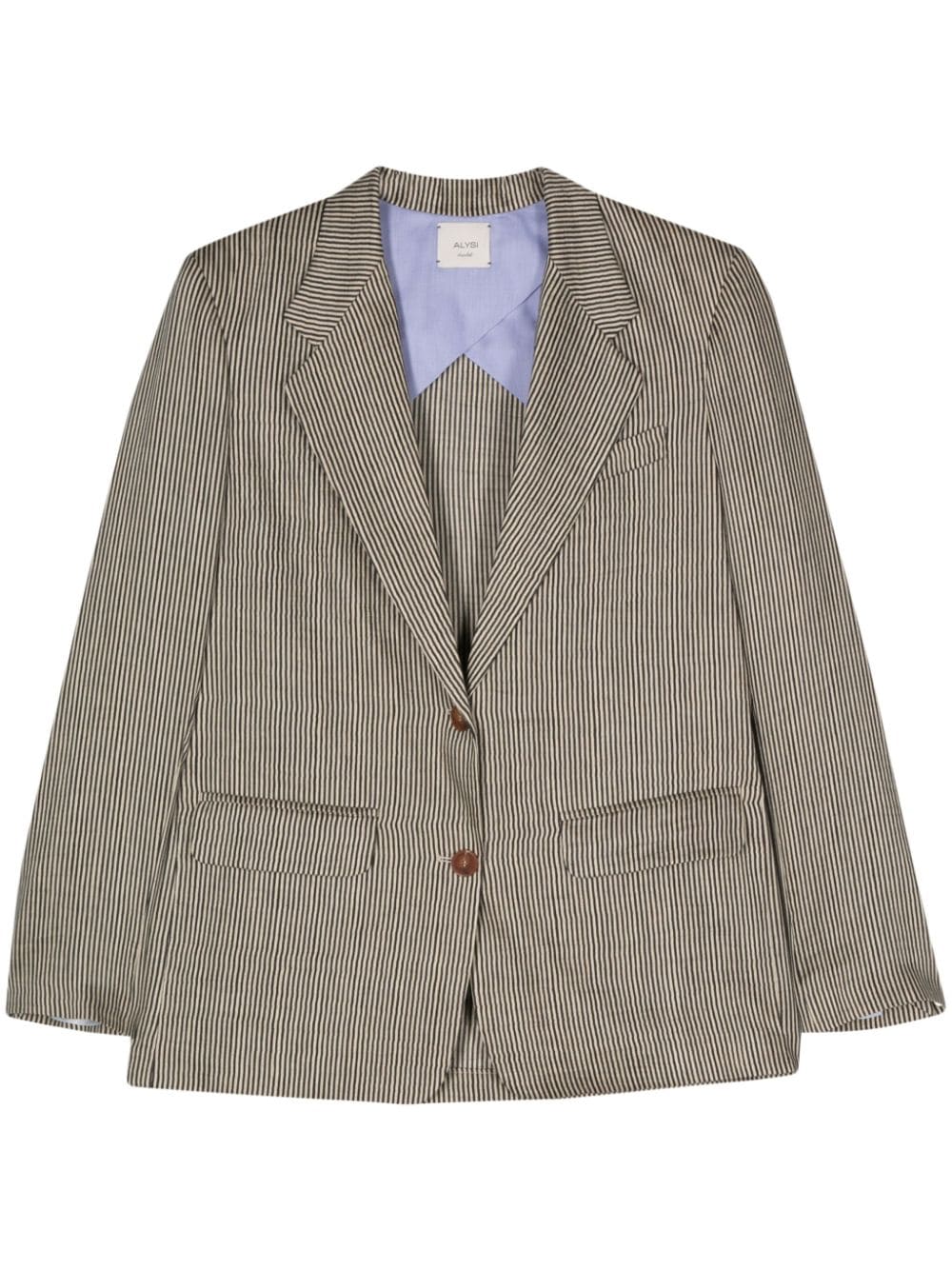 Alysi Striped single-breasted jacket – Linen 88% Polyamide 12%