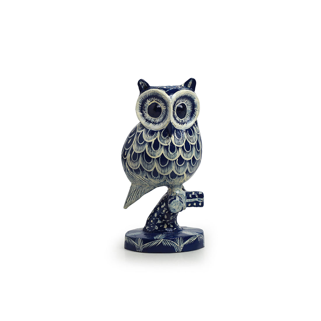 EXCLUSIVELANE 'The Consious Owl' Handpainted Showpiece In Eucalyptus Wood - view 2
