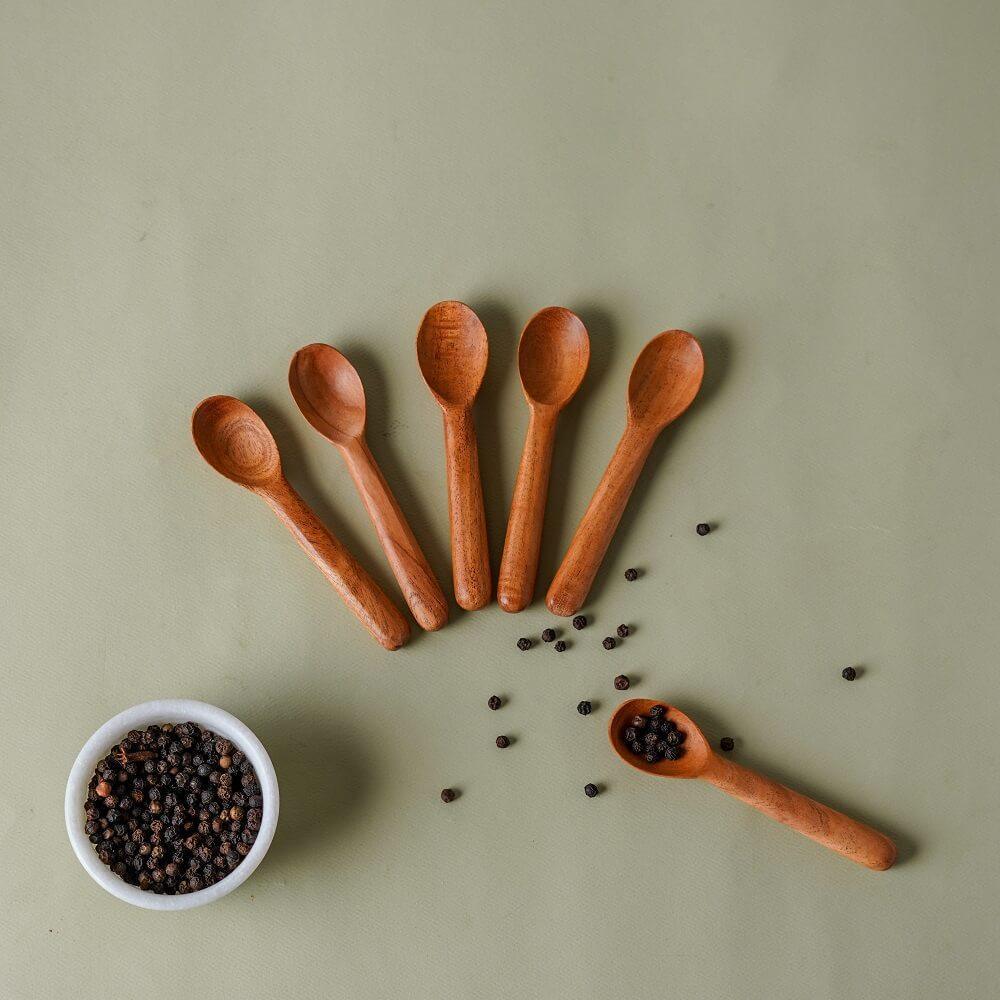 The Indus Valley Neem Wood Kids Spoon - Set of 6