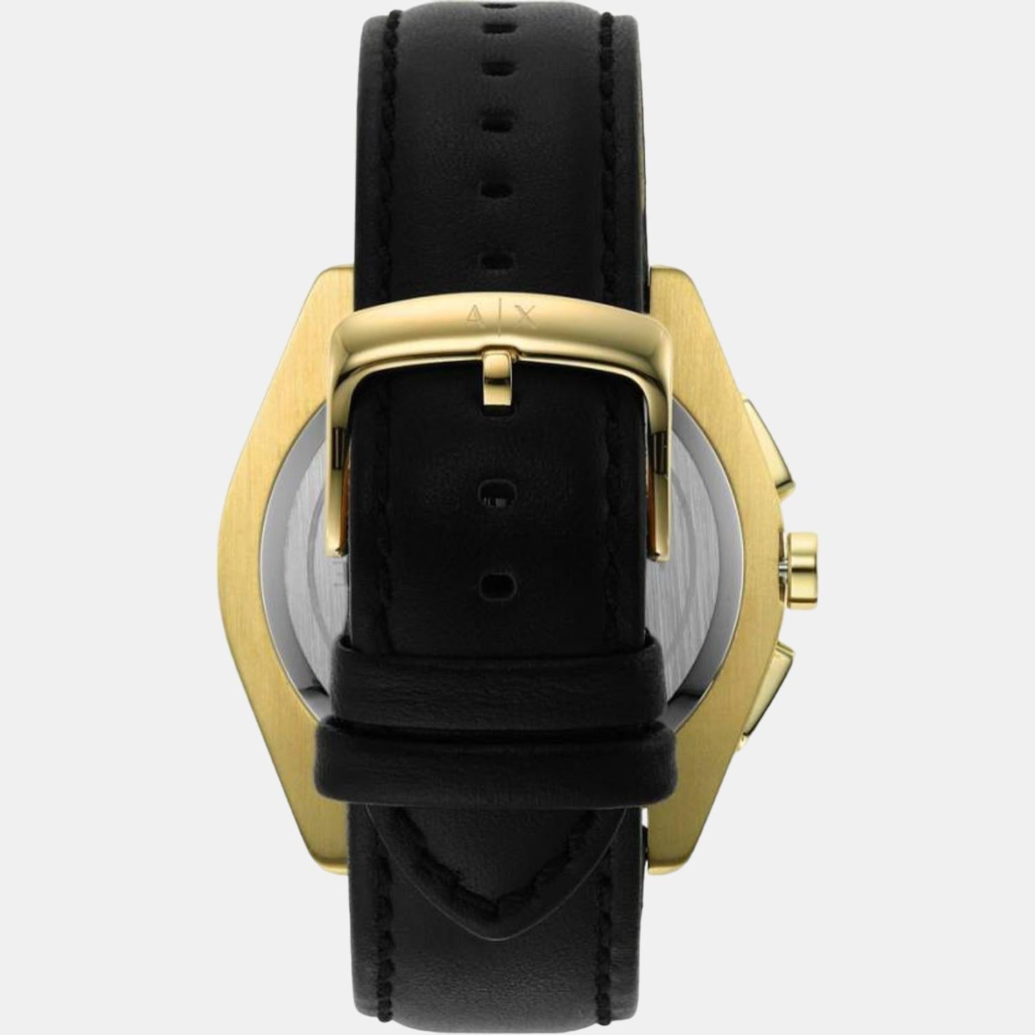 Armani Exchange Giacomo Men Quartz Gold Dial Chronograph Leather Watch AX2861 - view 2