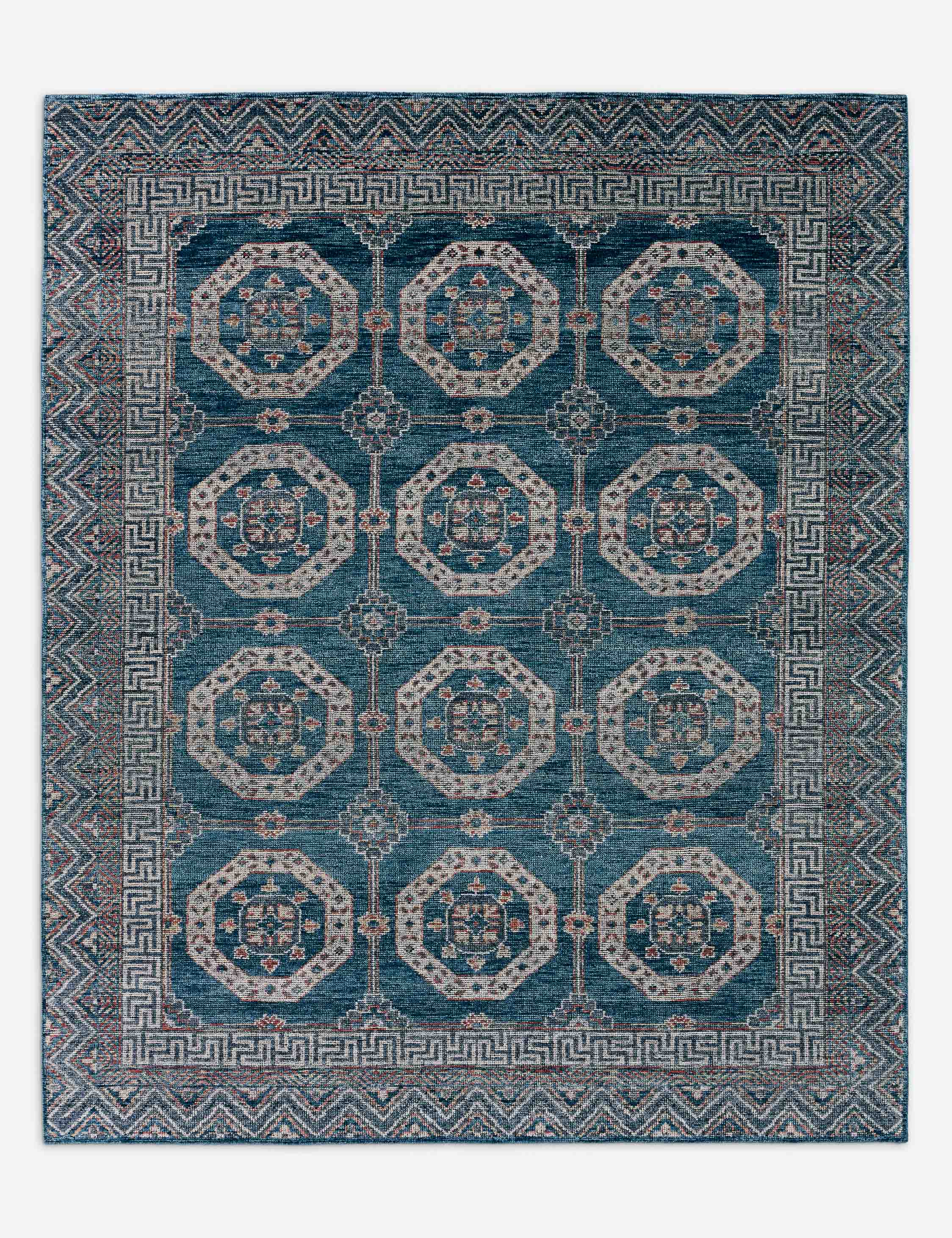Lulu and Georgia Adil Hand-Knotted Wool Rug – Blue and Red