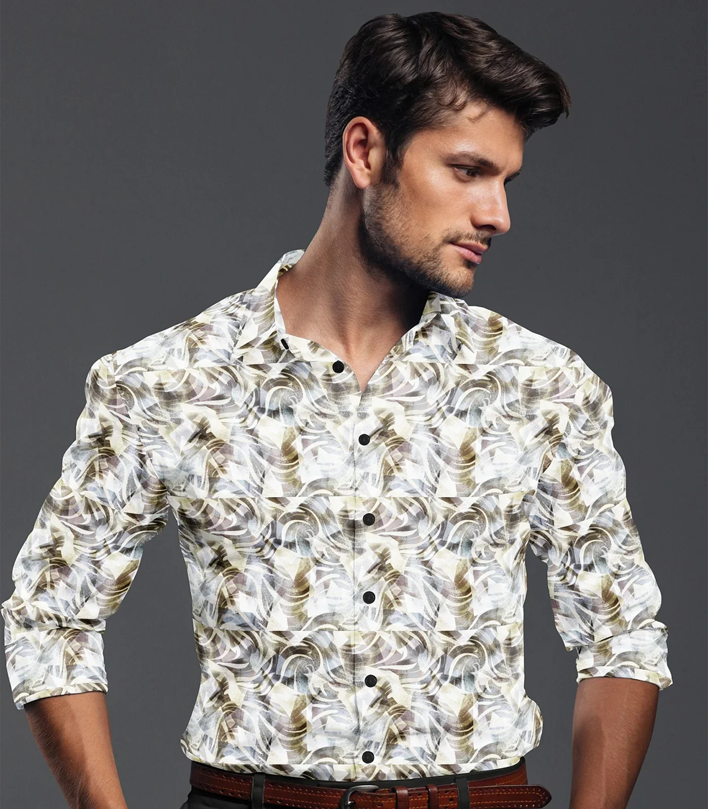 RmKV Off White Abstract Printed Formal Shirt-Off White - view 3