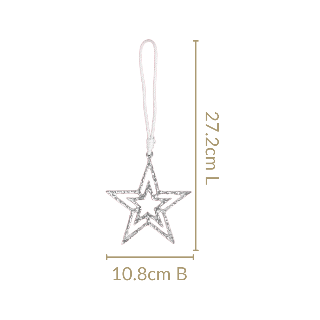 Nestasia Set Of 6 Silver Star Christmas Tree Decoration Ornaments - view 4