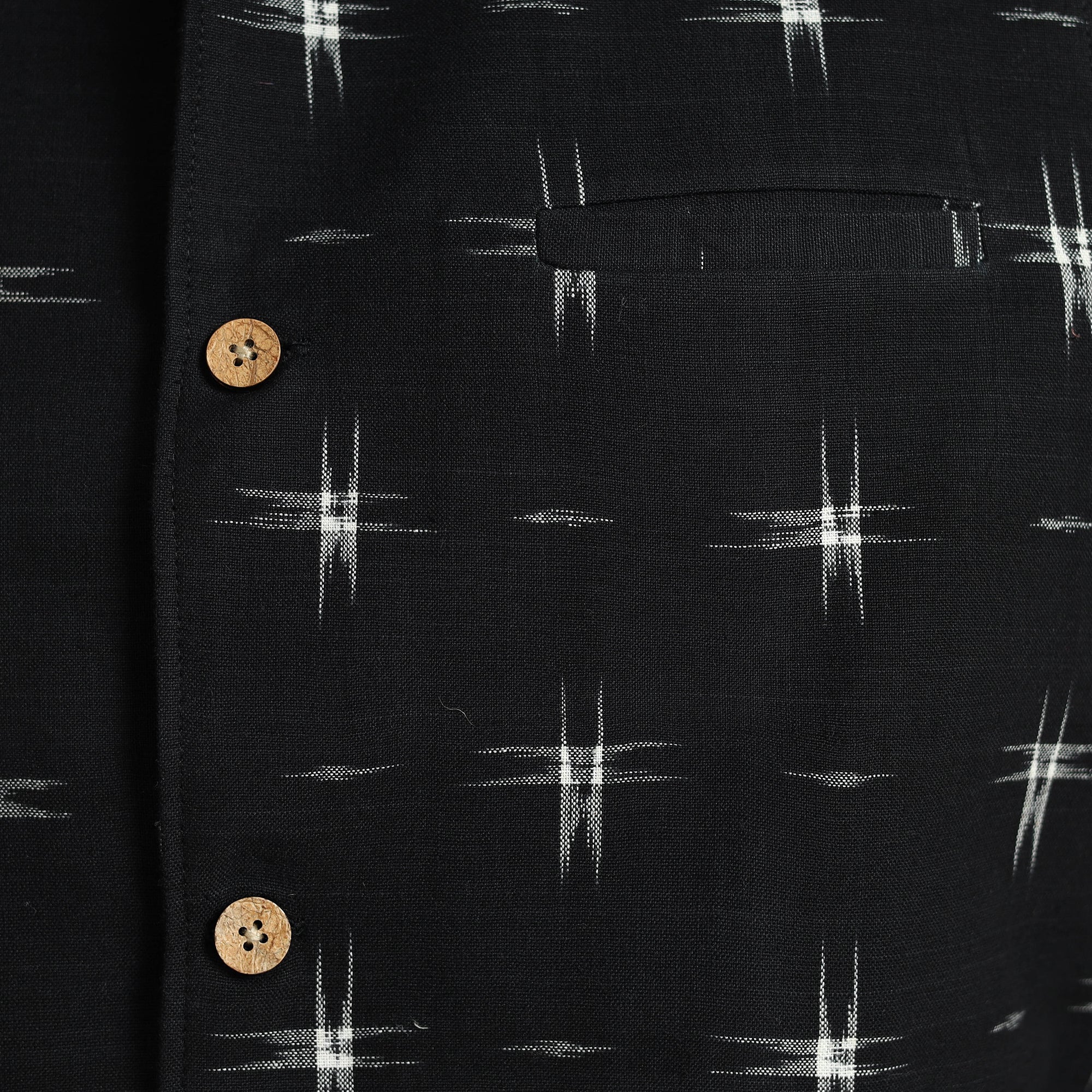 ITOKRI CASUALS Black - Pochampally Double Ikat Handloom Cotton Men Nehru Jacket 04 - view 7
