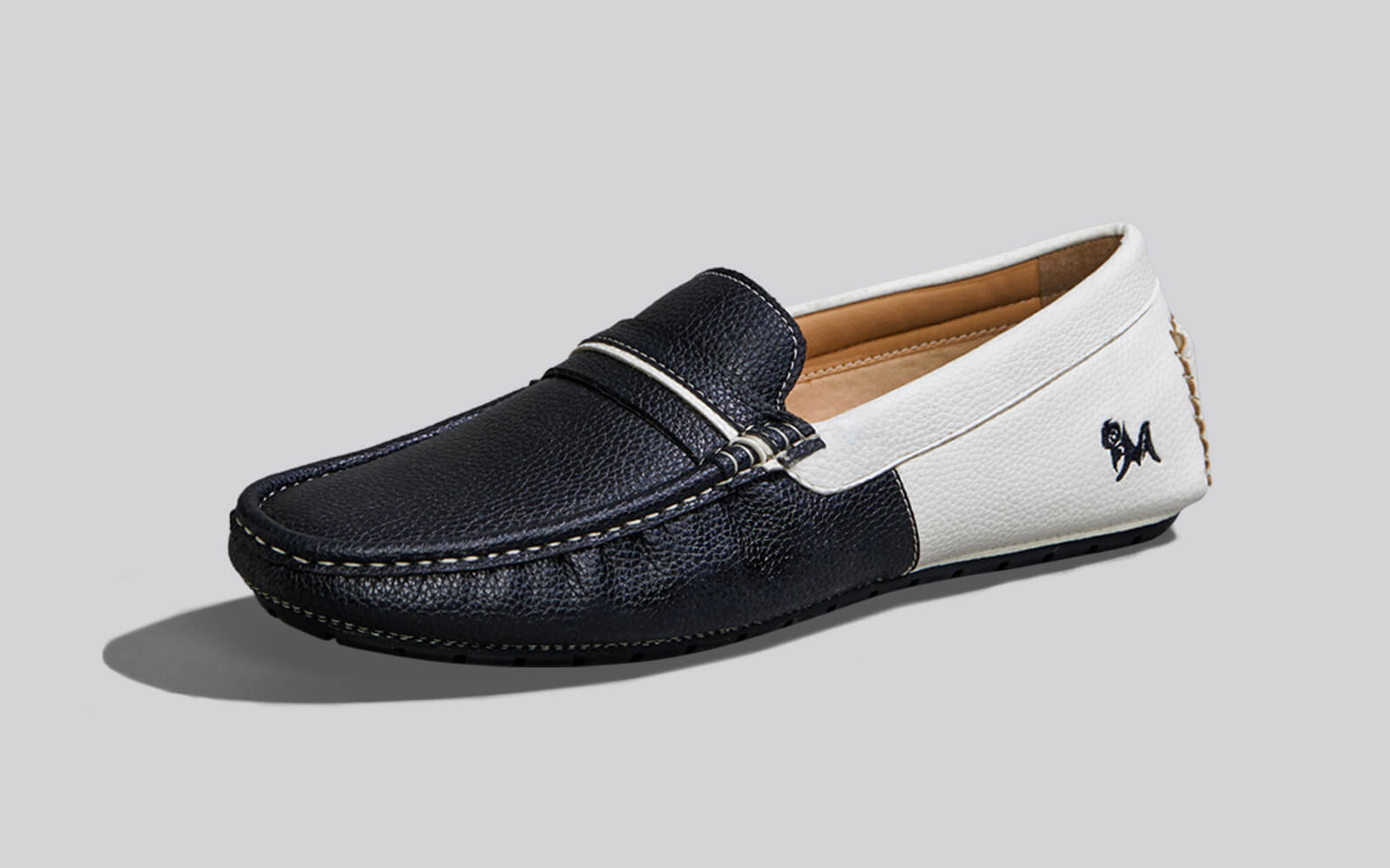 Neeman's Color Block Loafers : White-Black - view 2