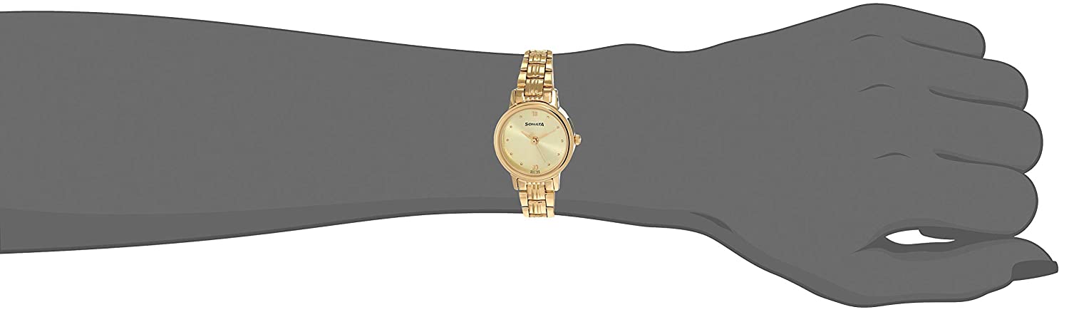 Sonata Champagne Dial Golden Metal Strap - view 3