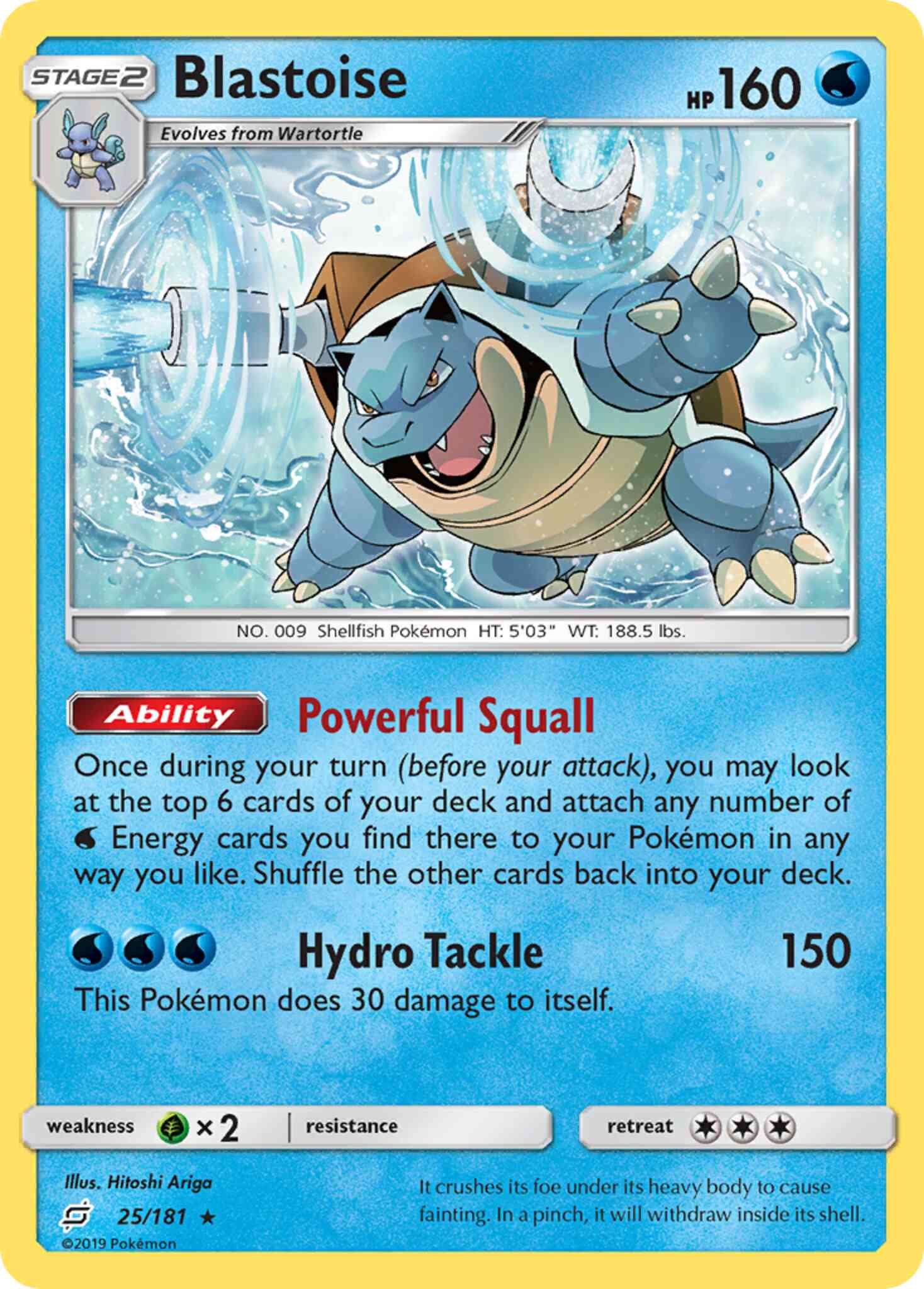 Rare sm9-25 reverse – Pokémon Blastoise - 25/181 - Rare [sm9-25] [Reverse Holo]