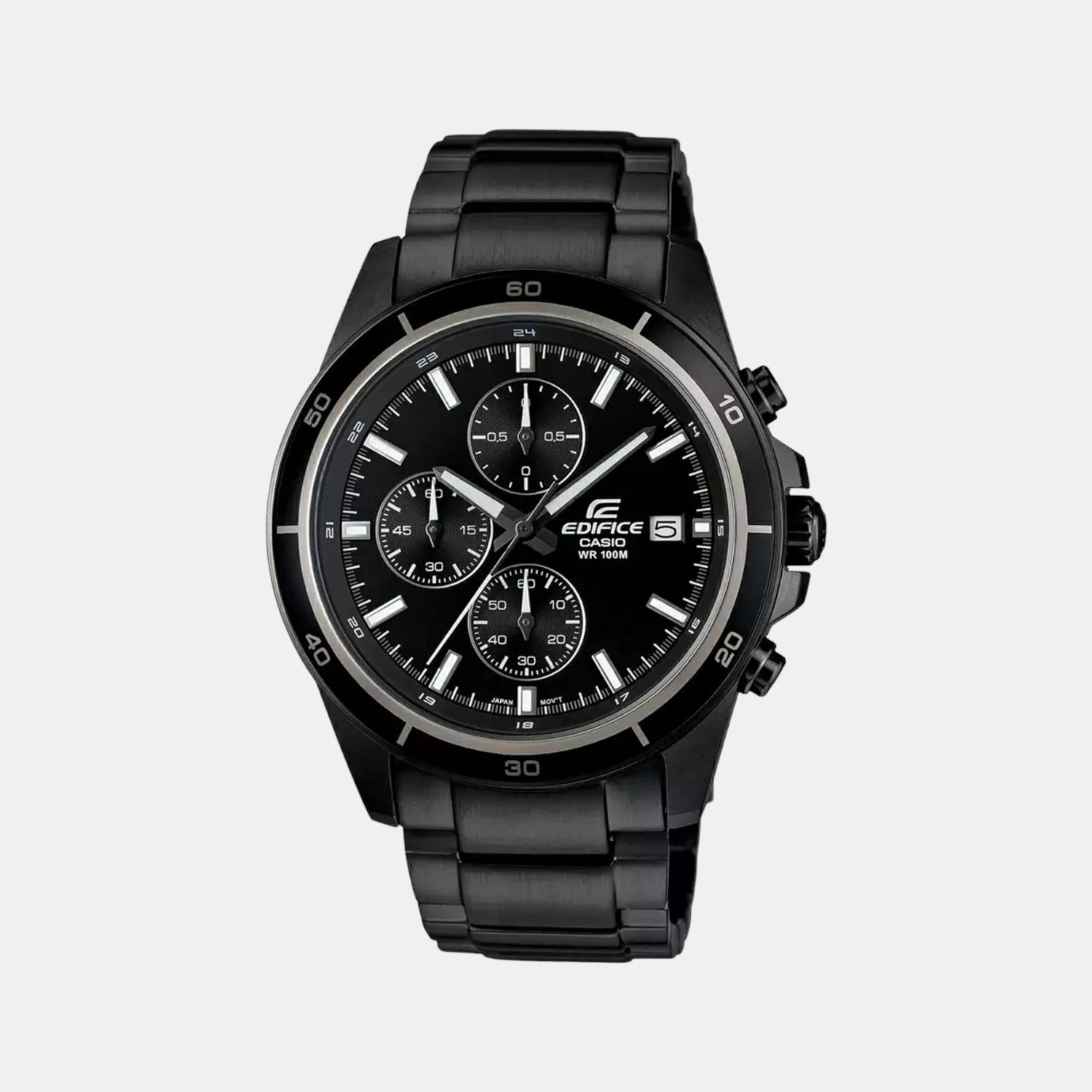 Casio Edifice Men Quartz Black Dial Chronograph Stainless Steel Watch EX206