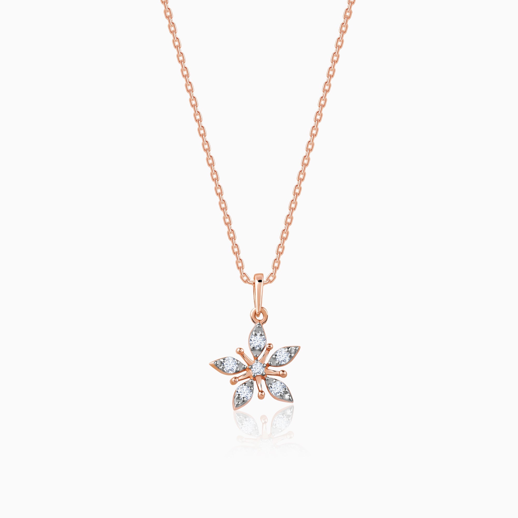 GIVA Jewellery Rose Gold Geranium Diamond Pendant