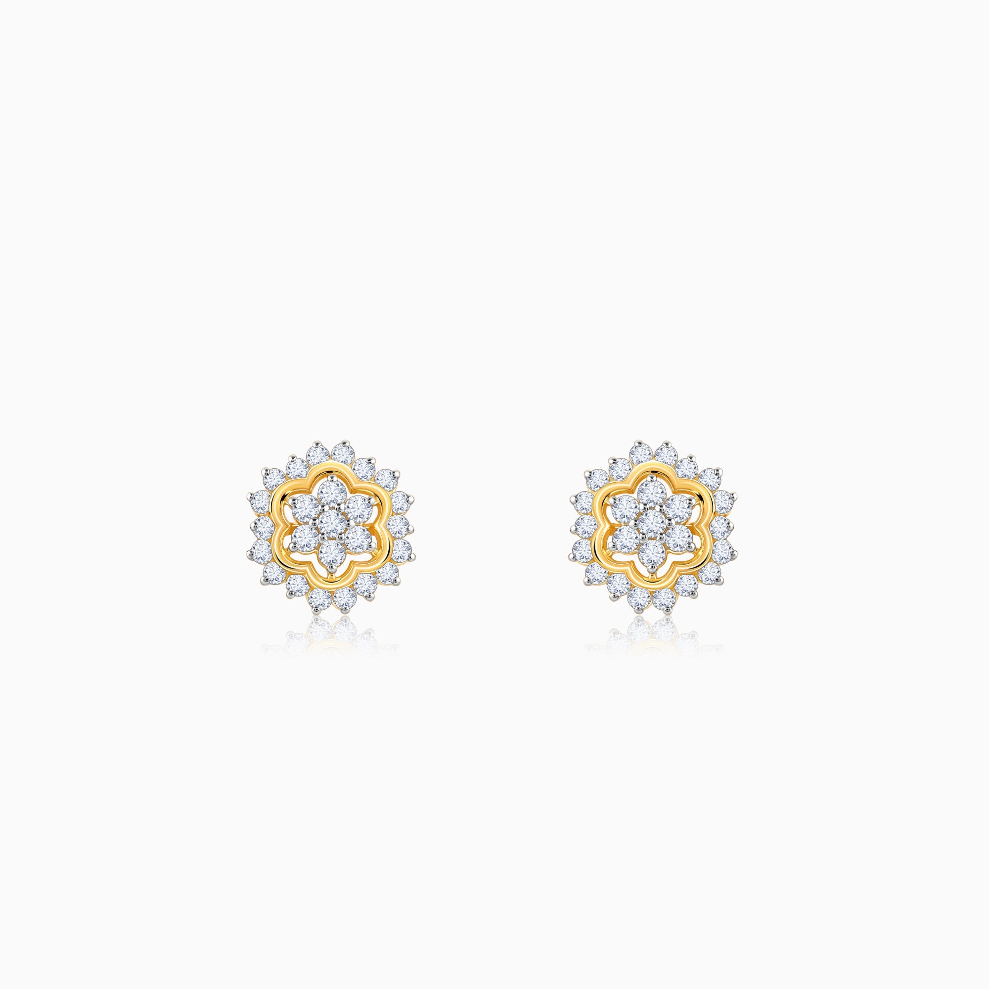 GIVA Jewellery Gold Spring Diamond Studs