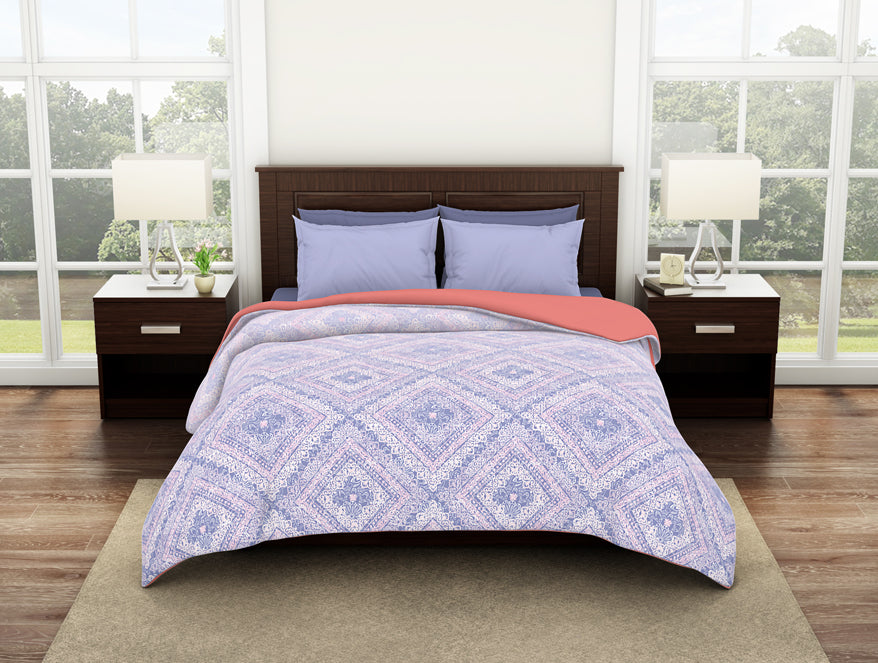 100 cotton shell – Spaces India Geometric Cosmic Sky - Light Violet 100% Cotton Shell Double Quilt / AC Comforter - Geostance By Spaces