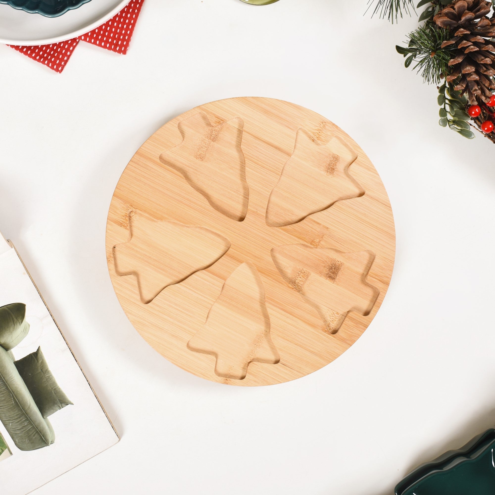 Nestasia Set Of 5 Tree Snack Bowls With Wooden Rotating Tray 100ml - view 7