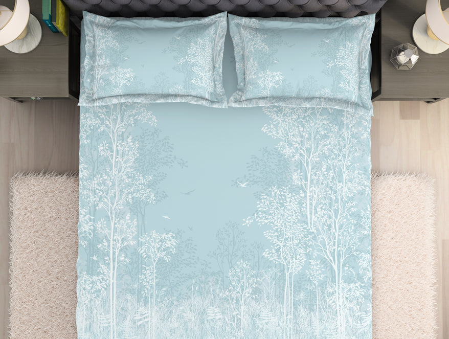 Spaces India Floral Light Blue 100% Cotton King Size Bedsheet Organic Cotton - By Spaces - view 4