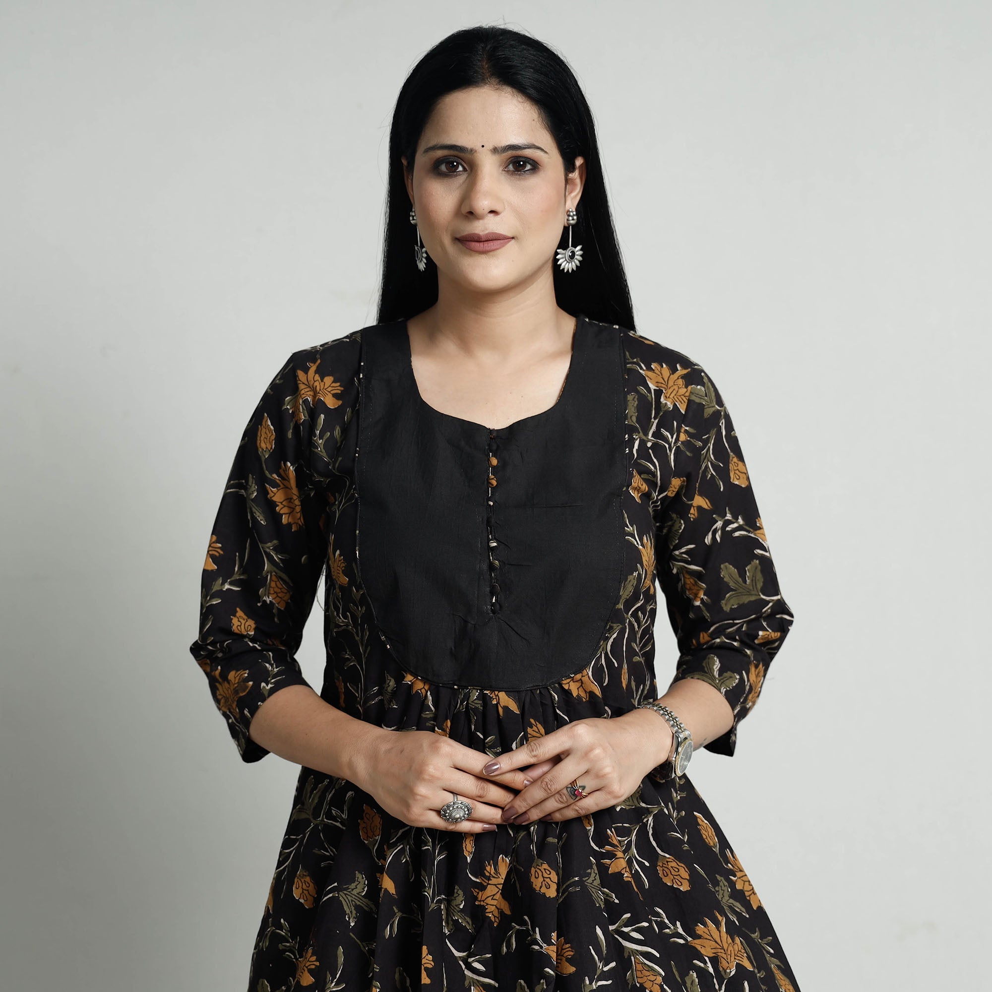 ITOKRI CASUALS Black - Bagru Block Printed Cotton Kurta with Palazzo Set - view 2
