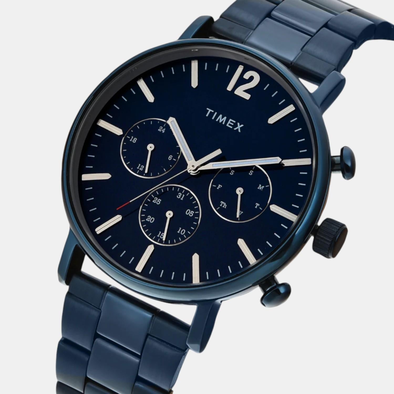 Timex Fashion Men Quartz Blue Dial Multi-Function Stainless Steel Watch TWEG20028 - view 2