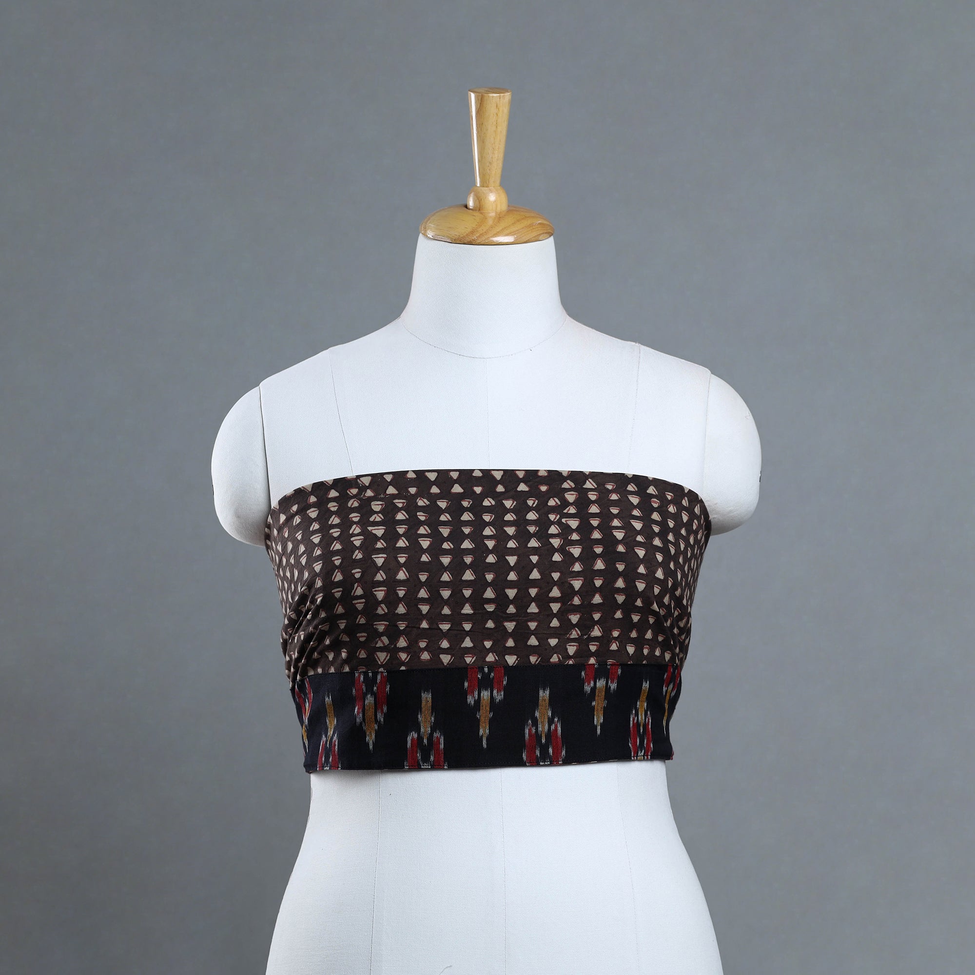 NOORI BAZAR Brown - Block Printed Cotton Akola Blouse Piece 04