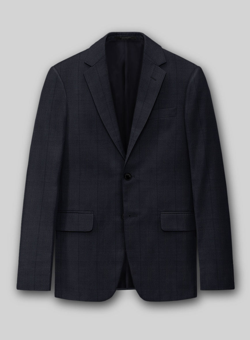 StudioSuits Napolean Artici Windowpane Blue Wool Jacket