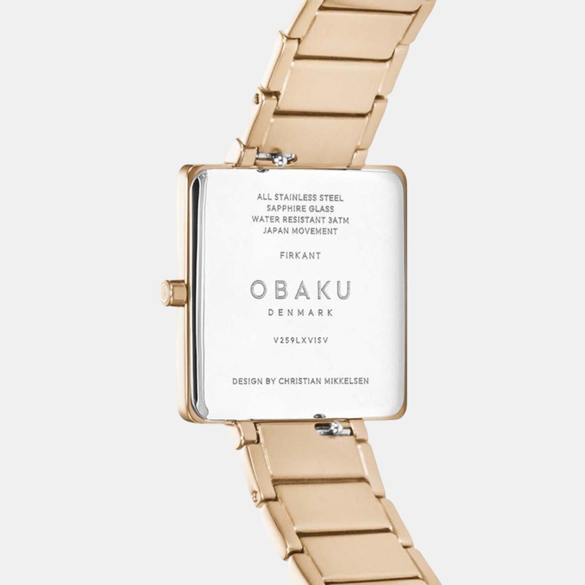 Obaku Firkant Fuchsia Women Quartz White Dial Analog Stainless Steel Watch V259LXVISV - view 3