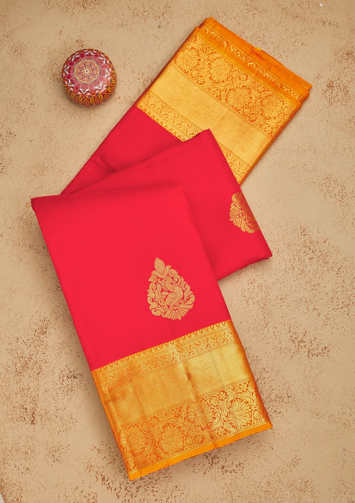 Koskii Red Zariwork Pure Silk Saree – Women's