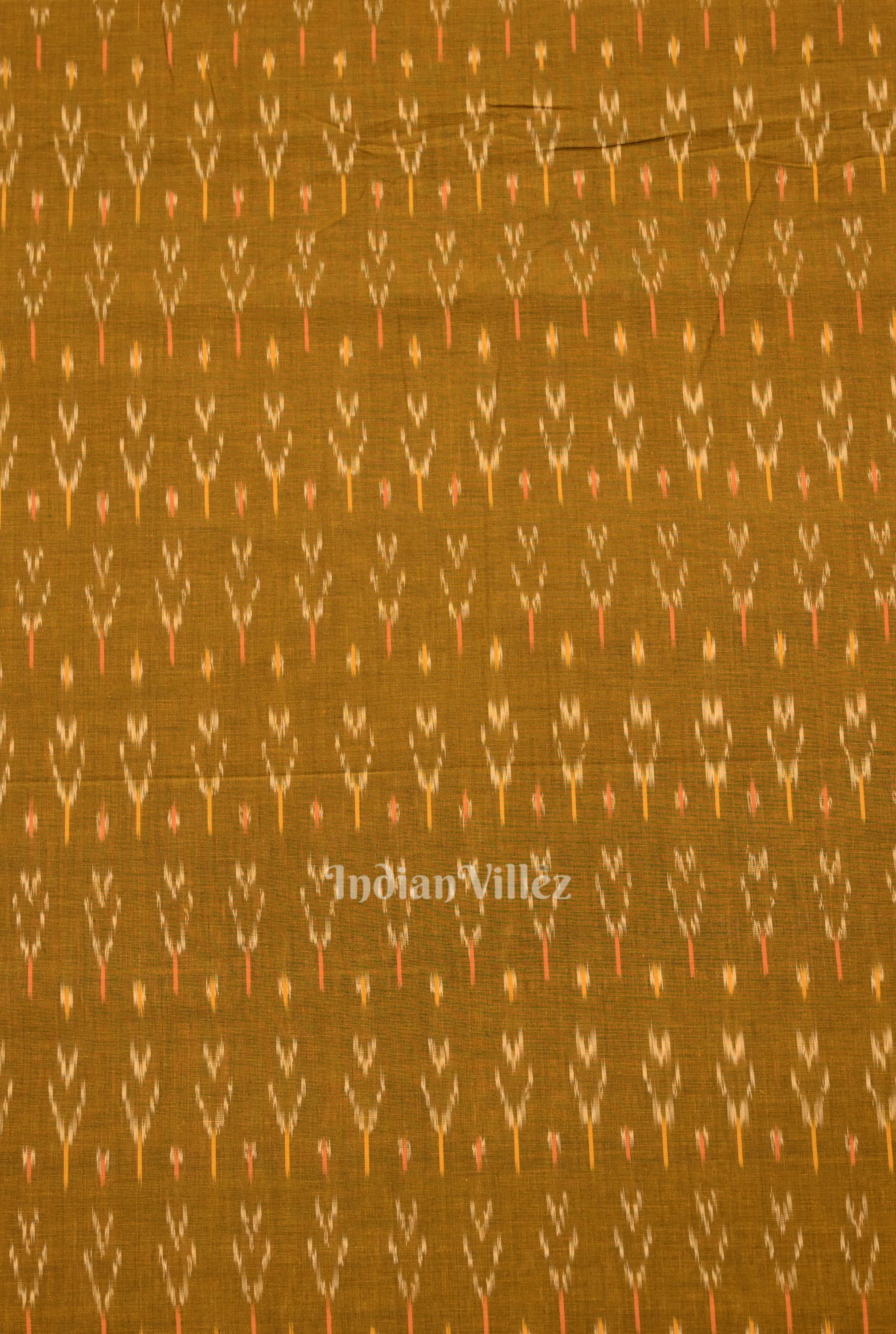 IndianVillèz Mustard Yellow Pochampally Ikat Cotton Fabric - view 3