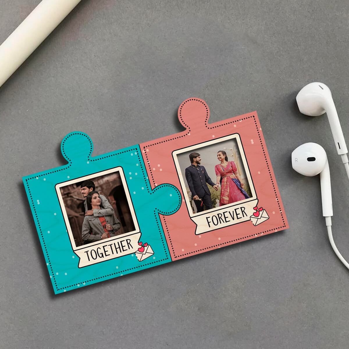 Chitra Chaya Personalized Puzzle Pieces Wooden Fridge Magnet - view 2