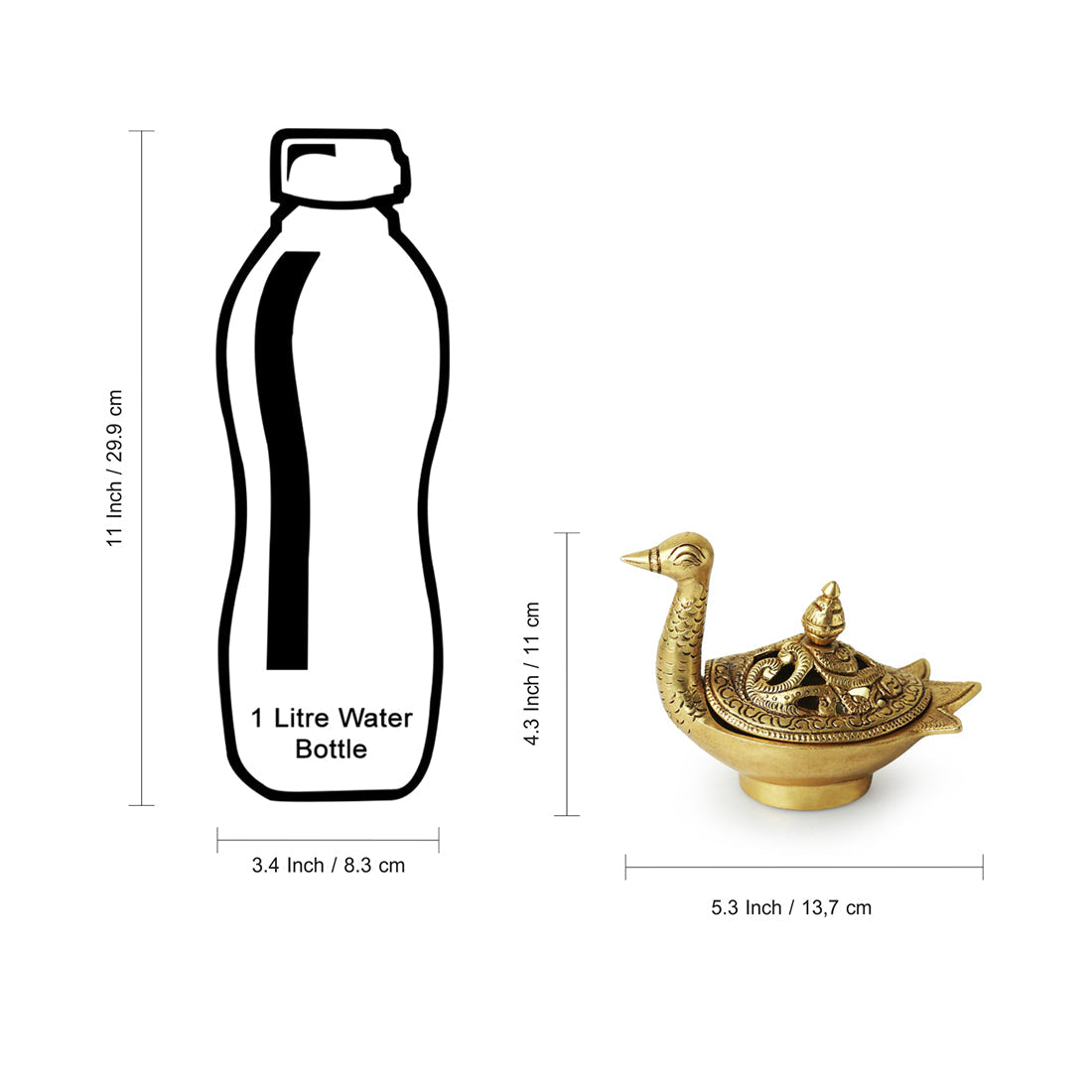 EXCLUSIVELANE 'Swan' Dhoop Dani Handcarved Brass Incense Burner (Hand-Etched, 4.3 Inches, 0.6 Kg) - view 8