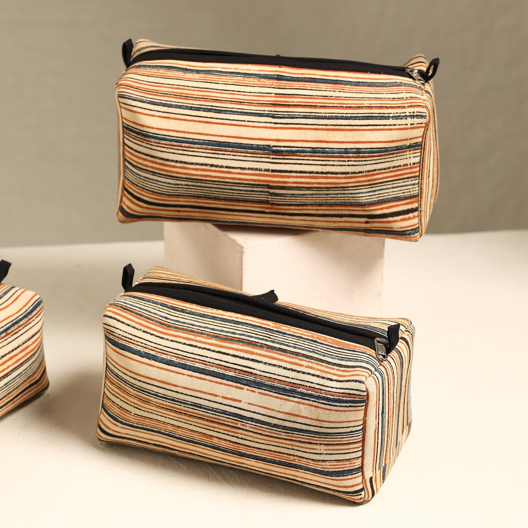 ITOKRI CRAFTS INITIATIVE Beige - Handmade Cotton Toiletry Bags (Set of 3) 45 - view 2