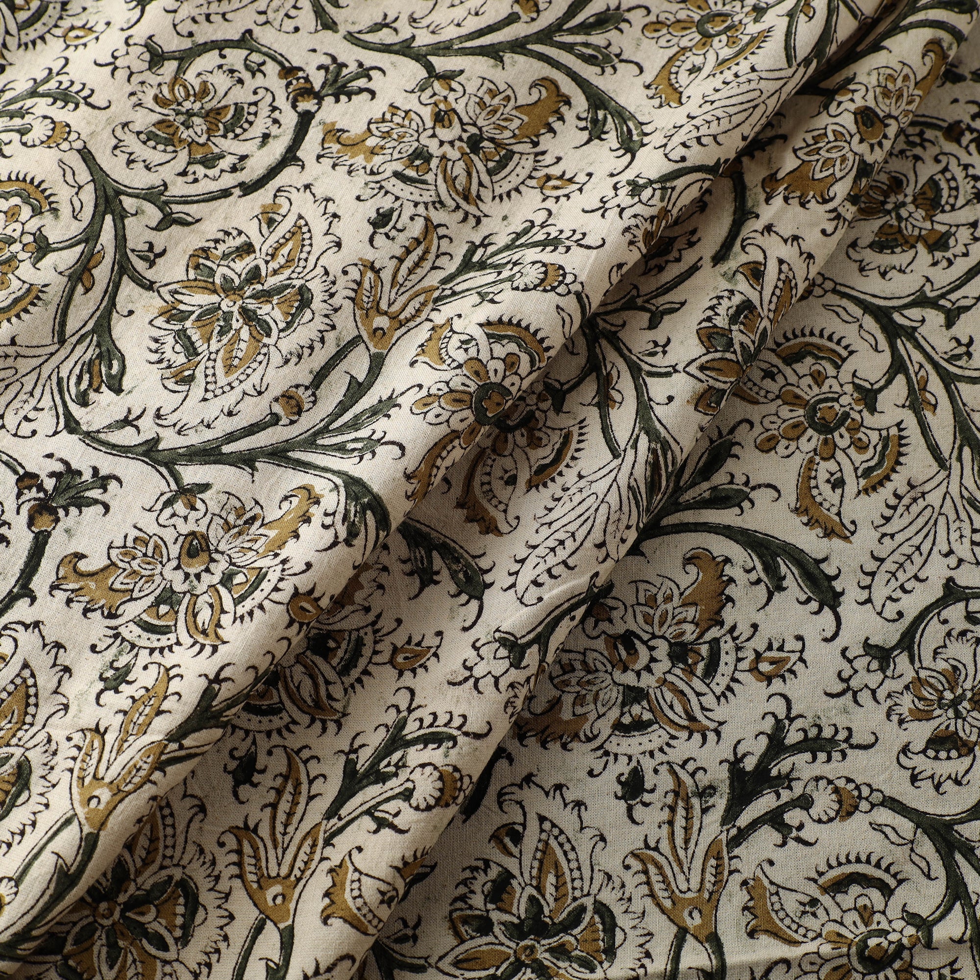 PITCHUKA SRINIVAS KALAMKARI PEDANA Beige - Block Print Cotton Pedana Kalamkari Fabric 22 - view 2