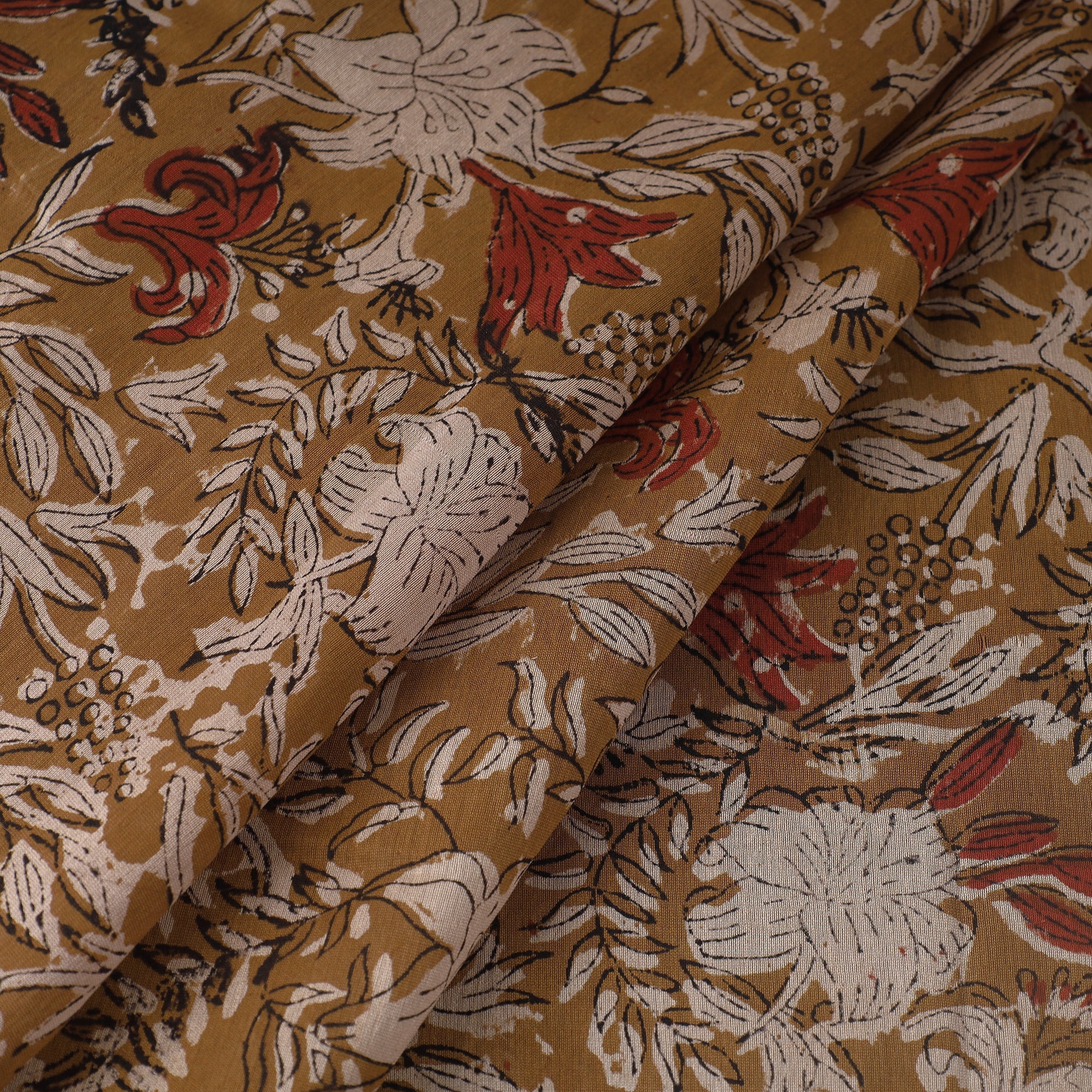 BAGRU DABU PRINTS Brown - Ajrakh Dabu Bagru Block Print Chanderi Silk Fabric 09 - view 2