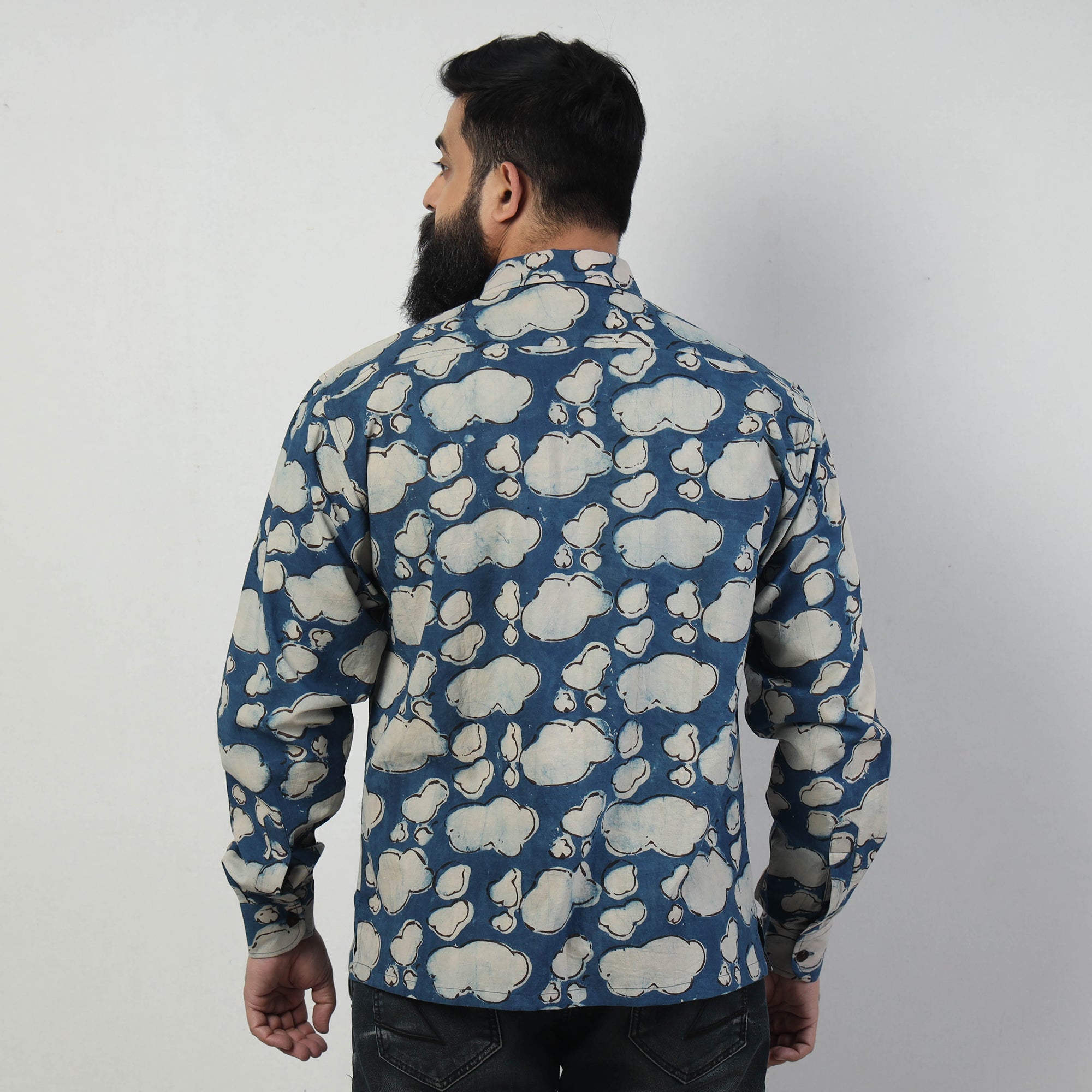 BINDAAS UNLIMITED Blue - Bindaas Block Art Printed Cotton Men Full Sleeve Shirt - view 5