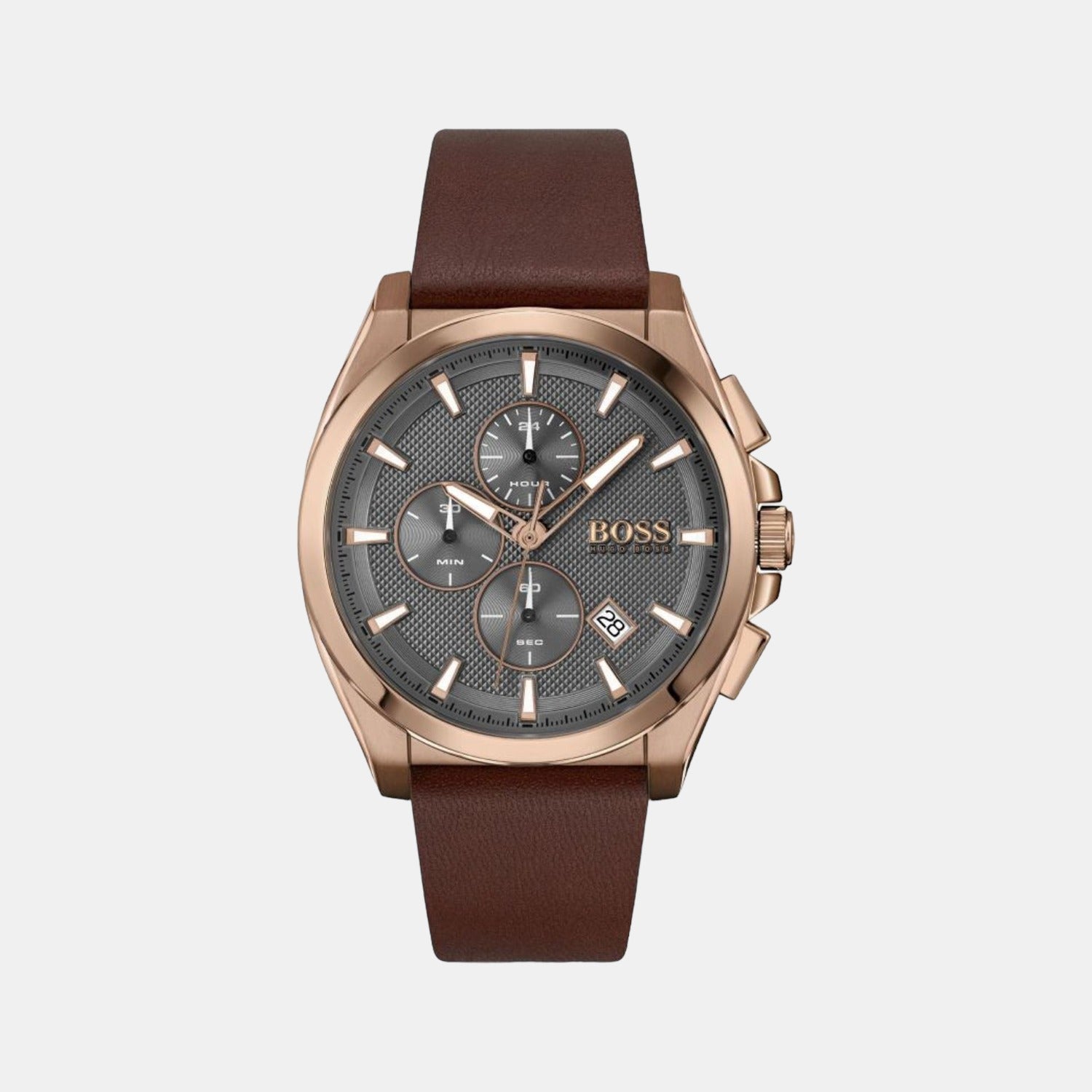 Boss Grandmaster Women Quartz Grey Dial Chronograph Leather Watch 1513882