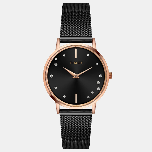 Timex Fashion Men Quartz Black Dial Analog Stainless Steel Watch TWEL15603