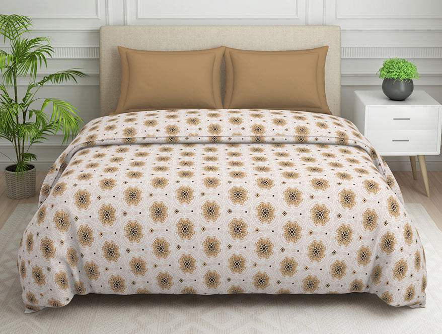 Spaces India Ornate Brown Polycotton Quilt Double Harmony - By Welspun