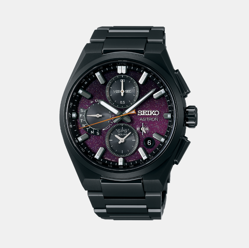 Seiko Astron Yozakura Cherry Blossom by Night - Limited Edition Men Solar Purple Dial Chronograph Stainless Steel Watch SSH171J1