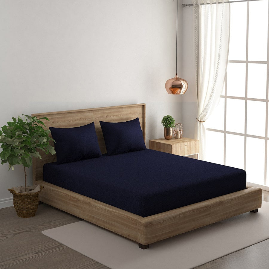 Swayam India Swayam Thermal Winter Fitted Double Bedsheet With 2 Pillow Covers
