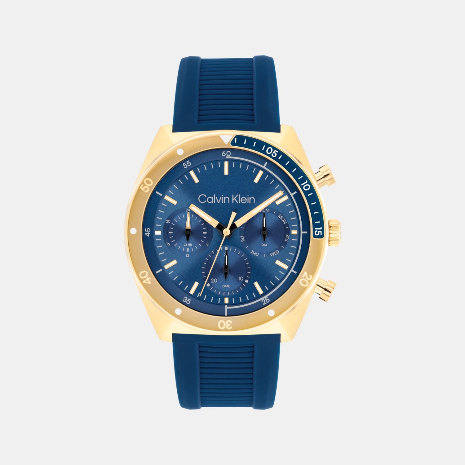 Calvin Klein Ck Flex Men Quartz Blue Dial Multi-Function Silicone Watch 25200534